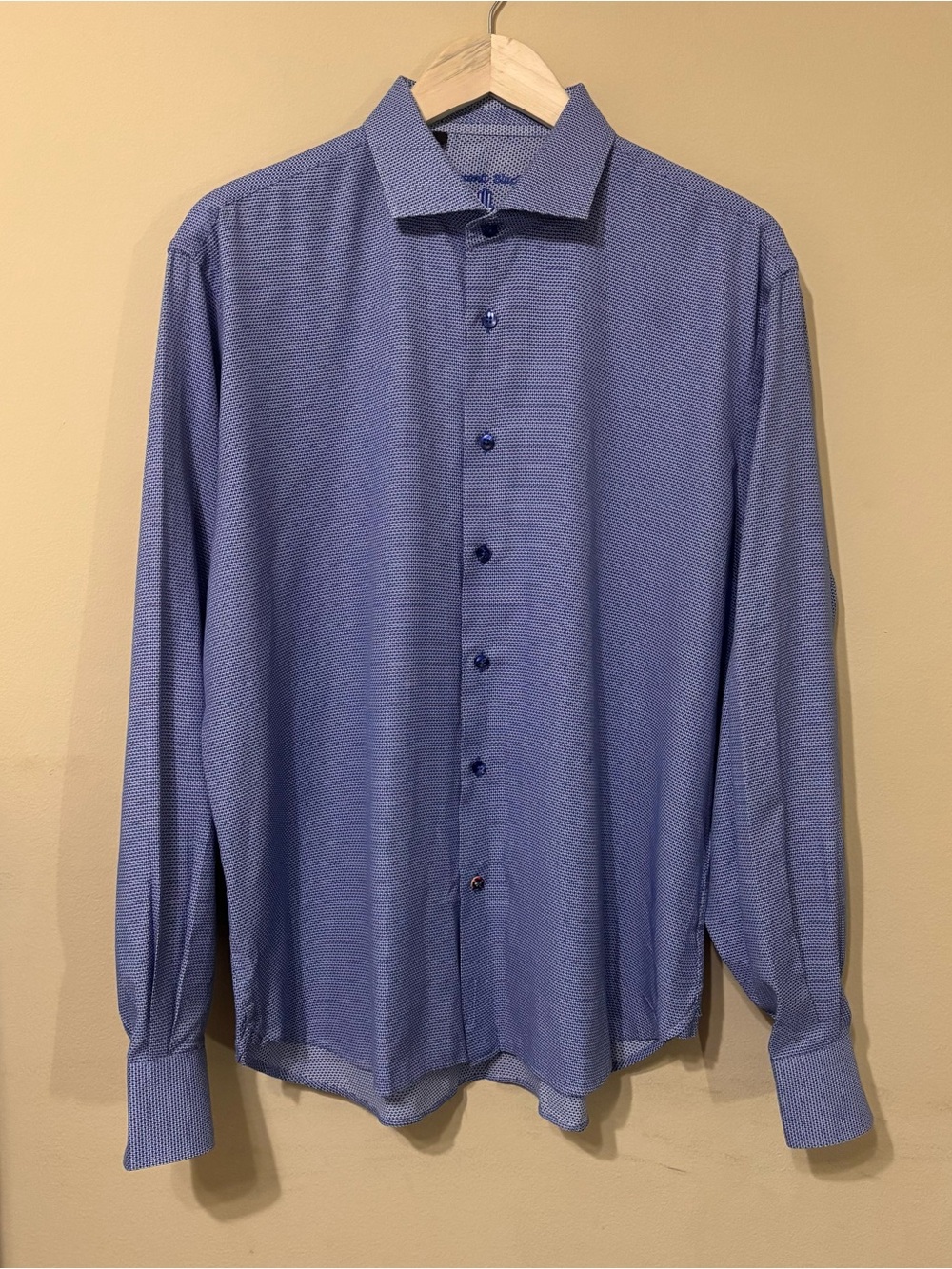 Visconti Black Long-Sleeve Blue Dress Shirt - Classic Point Collar